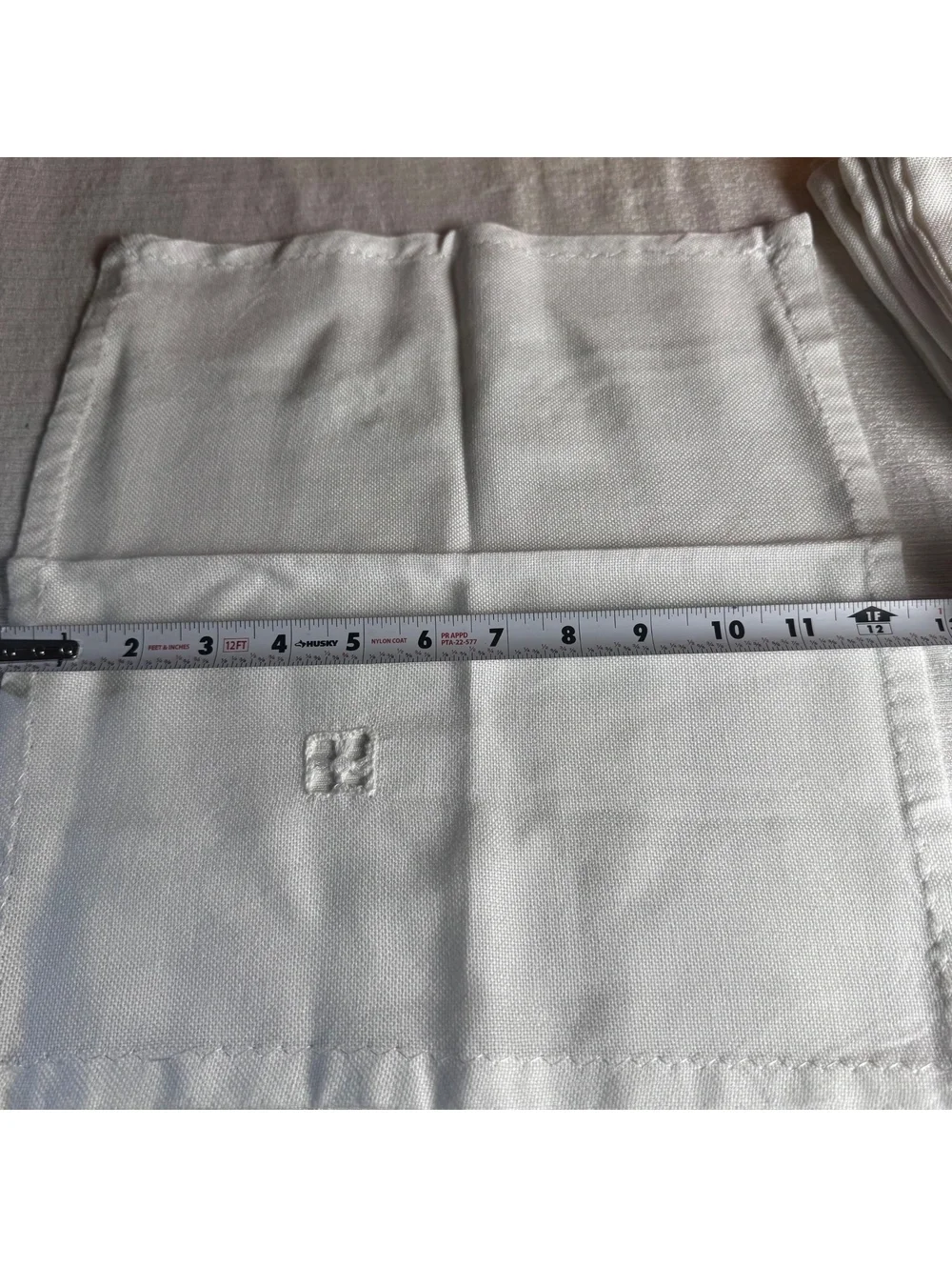 Vintage Set of 8 Handmade White Cotton Napkins Trim Embroidered Table Linens